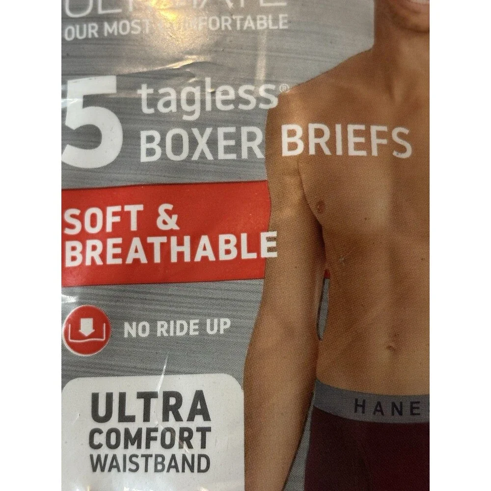 Hanes Ultimate Boxer Briefs Tagless Men's 5 pack Classic Soft Cool Comfort XL
